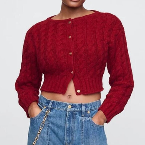 Gap x Cult Gaia Cropped Cable-Knit Cardigan in XS - Picture 1 of 4